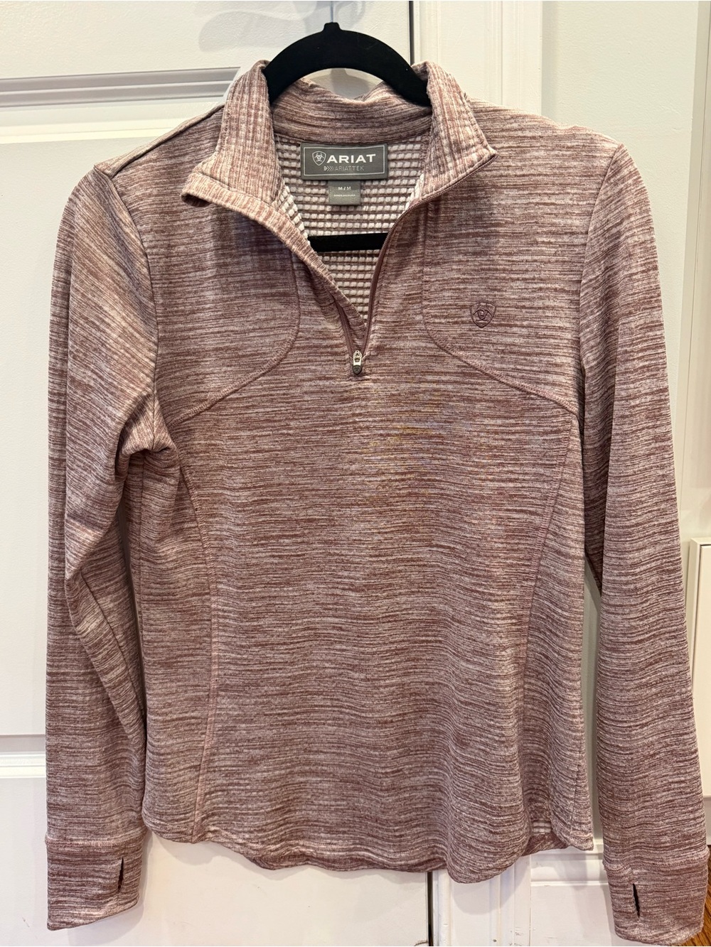 Ariat Women's Heathered Mauve Ariattek Quarter-Zip Winter Riding Shirt.